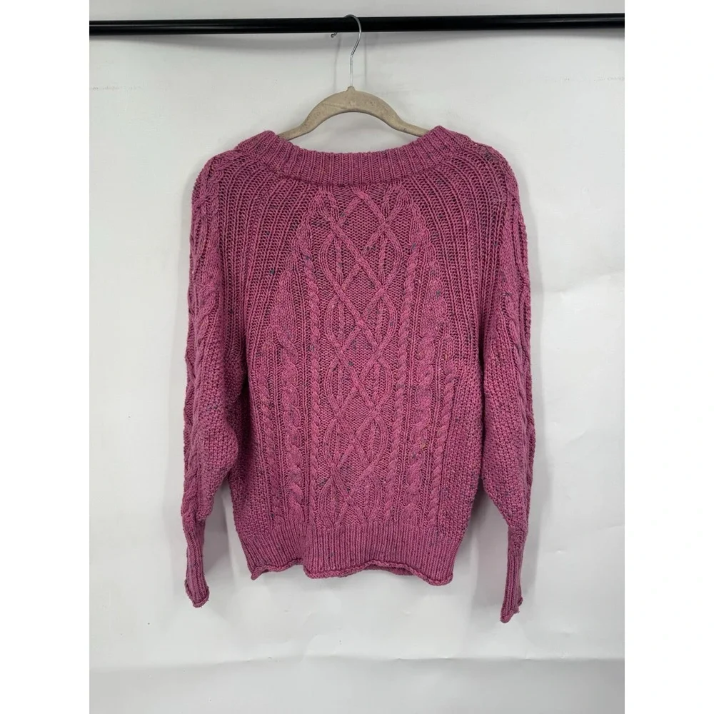 J.Crew Cable Knit Sweater Women XXS Pink Speckled Crew Neck Cotton‎ Preppy